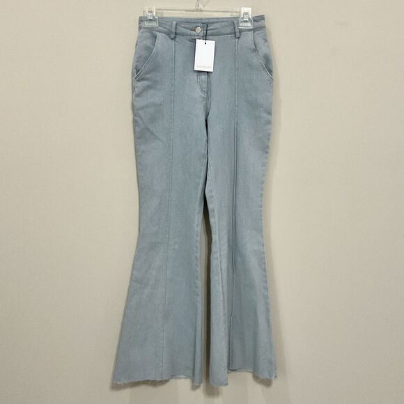 SUGAR LIPS Carlie Denim Wide Leg Flare Jeans Pants Sz XS New Cutoff Hem - Picture 1 of 7
